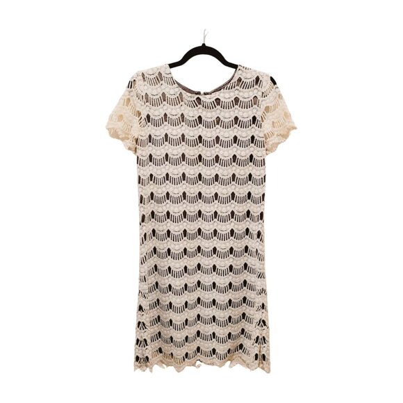 Kate Spade Women's 2 Dress Virginia Black Scalloped Lace Shift Short Sleeve EUC - Picture 1 of 10